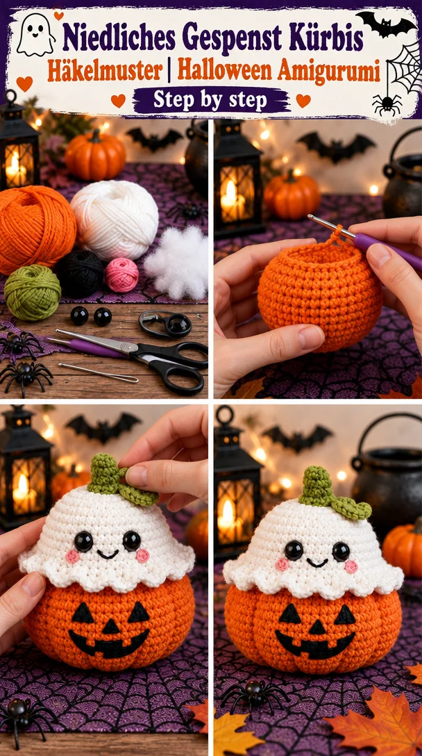 Niedliches Gespenst Kürbis Häkelmuster | Halloween Amigurumi