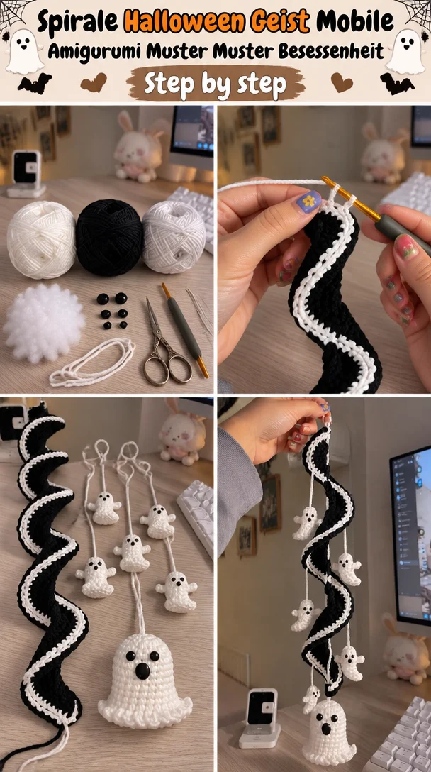Spirale Halloween Geist Mobile Amigurumi Muster Muster Besessenheit