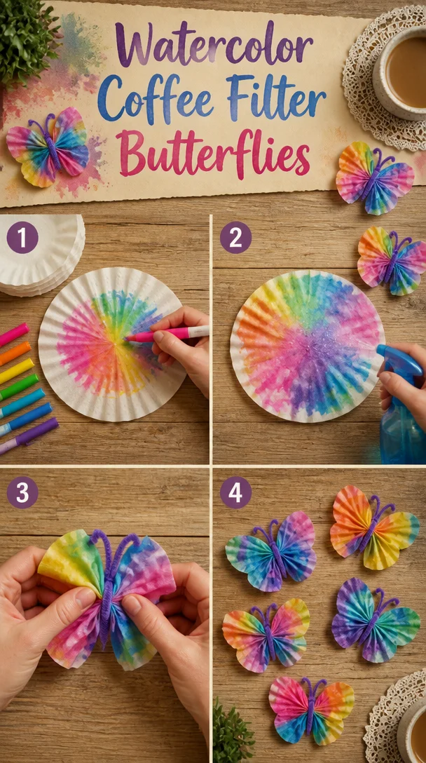 Watercolor Coffee Filter Butterflies