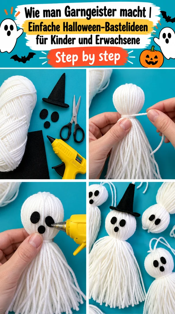 DIY Garngeister für Halloween-Bastelanleitungen für Kinder und Erwachsene