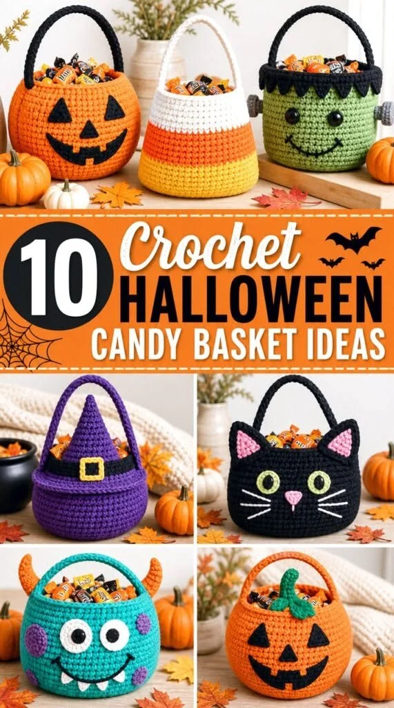 10 Häkelideen für Halloween-Süßigkeitenkörbe - Yarn Vilo