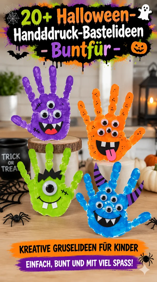 20+ Halloween-Handabdruck-Bastelideen mit trendigem gruseligen Stil – Buntfür