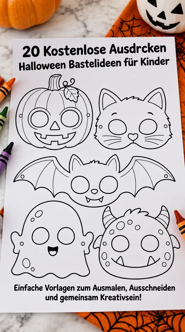 20 Kostenlose Ausdrucken Halloween Bastelideen f&uuml;r Kinder