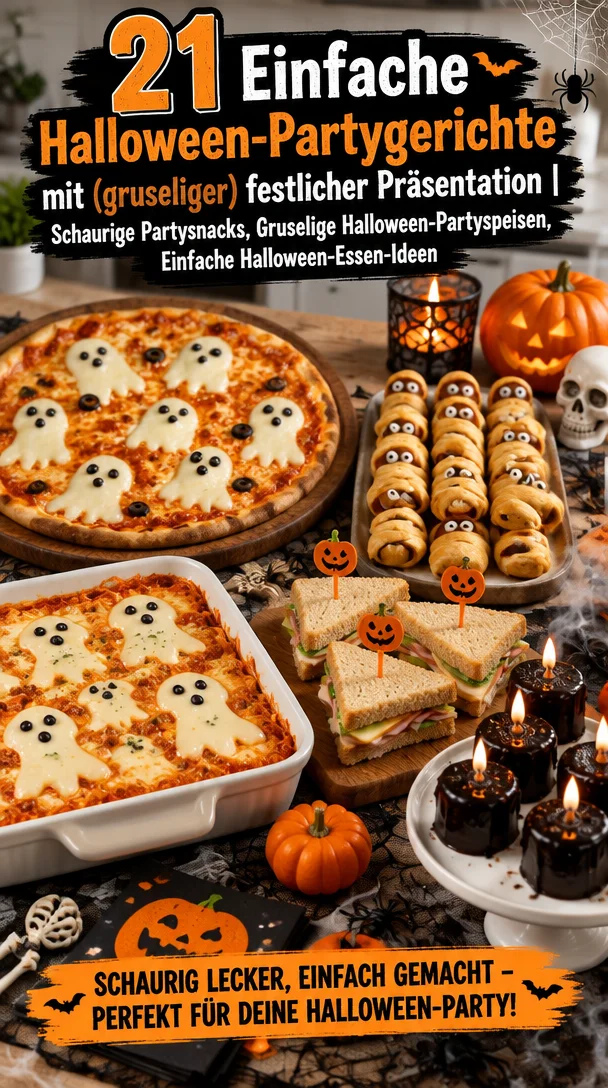 21 Einfache Halloween-Partygerichte mit (gruseliger) festlicher Pr&auml;sentation | Schaurige Partysnacks, Gruselige Halloween-Partyspeisen, Einfache Halloween-Essen-Ideen