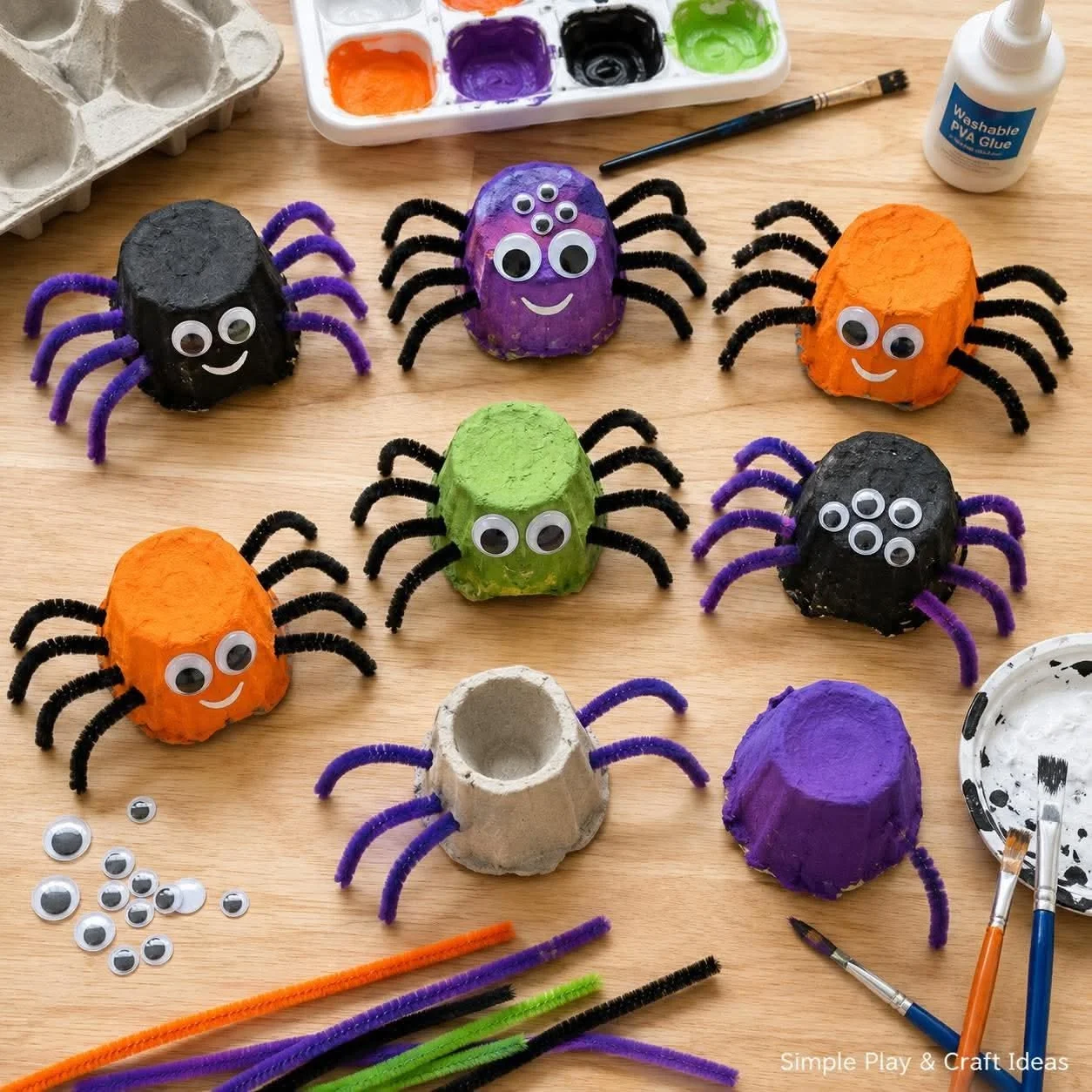 Einfach - 🕷️ Spinnen aus Eierkartons! Hebt die Eierboxen für dieses super einfache Halloween-Handwerk auf!