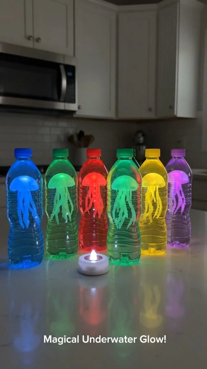 Erschaffe eine leuchtende Ozeanszene in einer Flasche mit einem Quallen-Design, das im Dunkeln magisch aussieht. Ein spaßiges Projekt für dieses Wochenende.