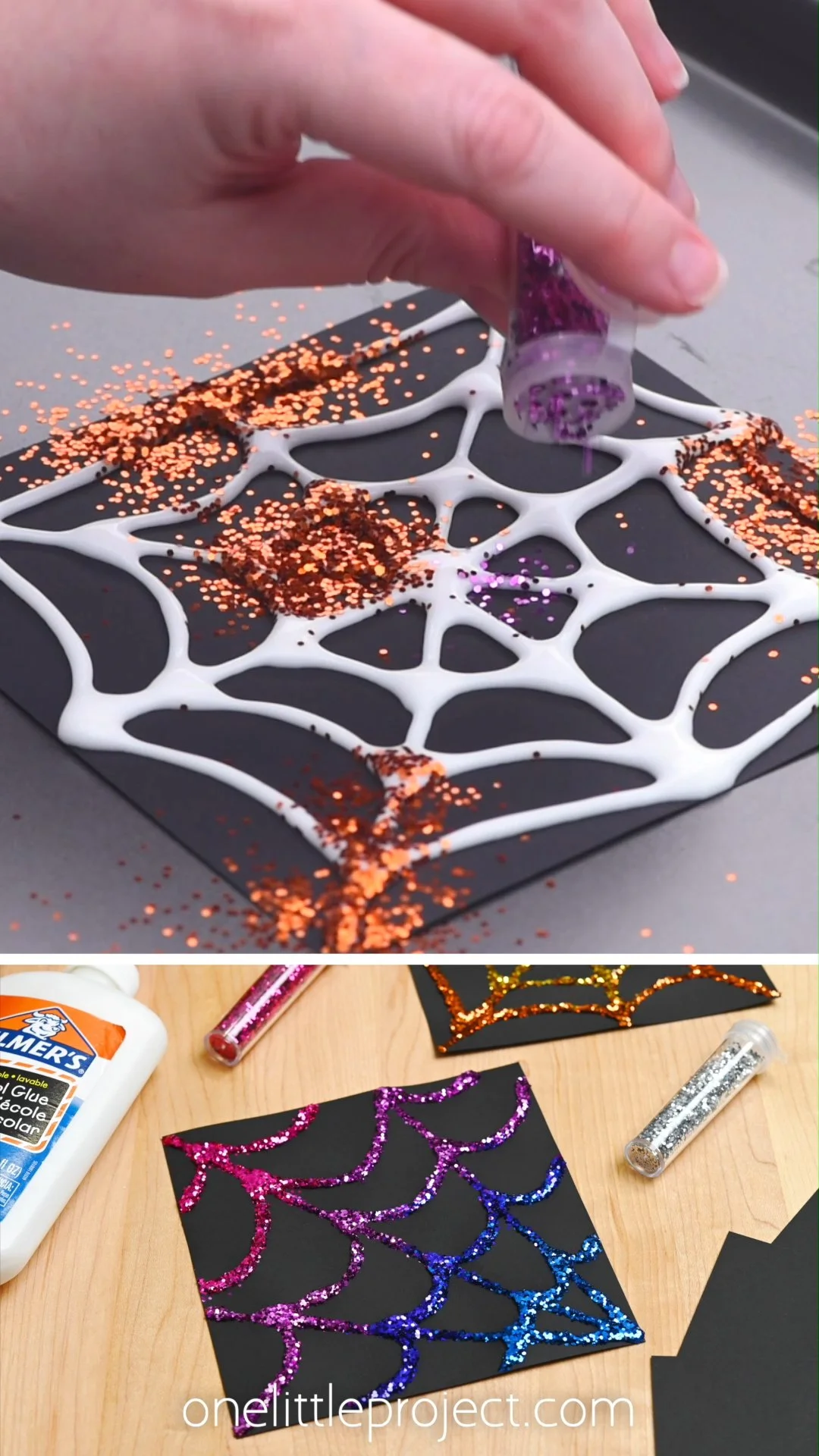 Glitzer-Spinnennetz | Spaßiges Glitzer-Handwerk mit Spinnennetz