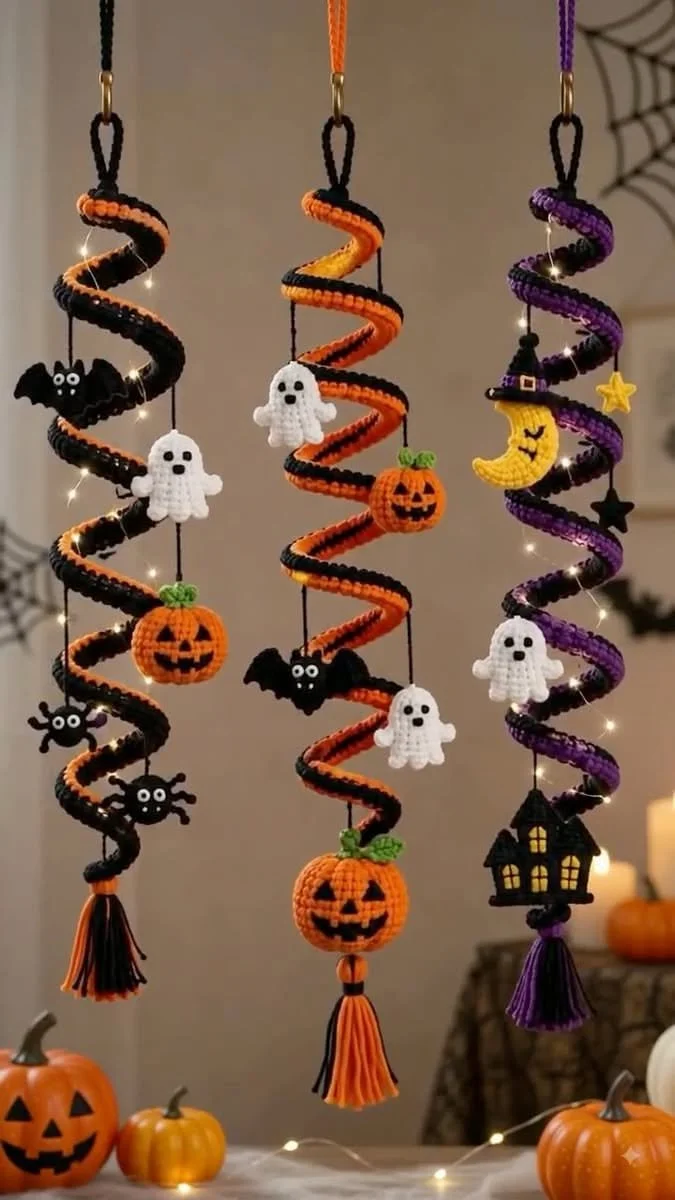 Häkel-Halloween-Dekorationen | Häkel-Witch-Dekorationen, Häkel-Halloween-Bastelarbeiten zum Verkauf, Niedliche Halloween