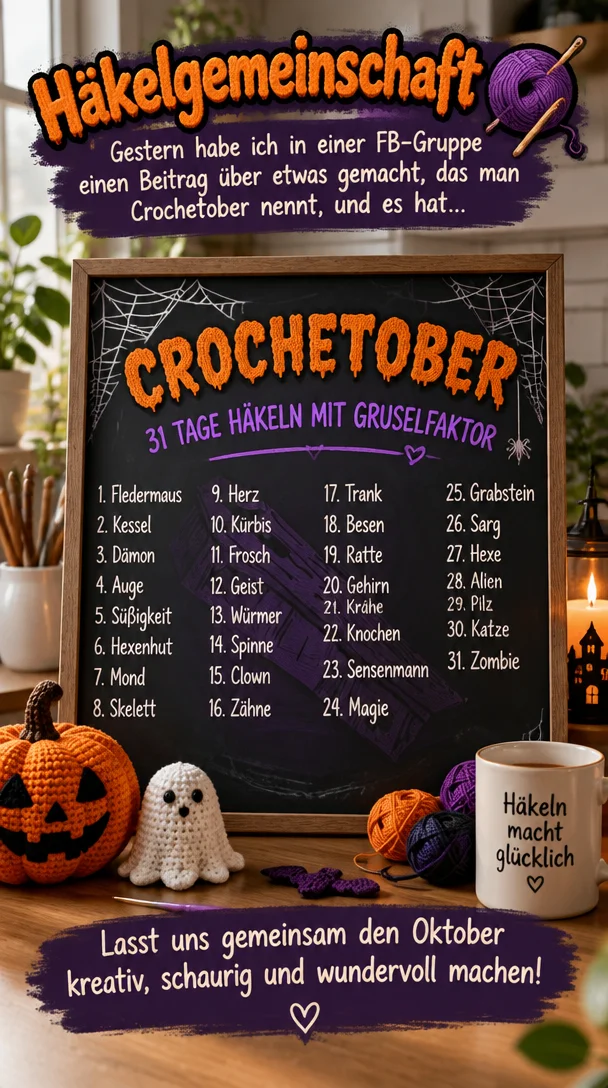 Häkelgemeinschaft 🧶 Gestern habe ich in einer FB-Gruppe einen Beitrag über etwas gemacht, das man Crochetober nennt, und es hat…