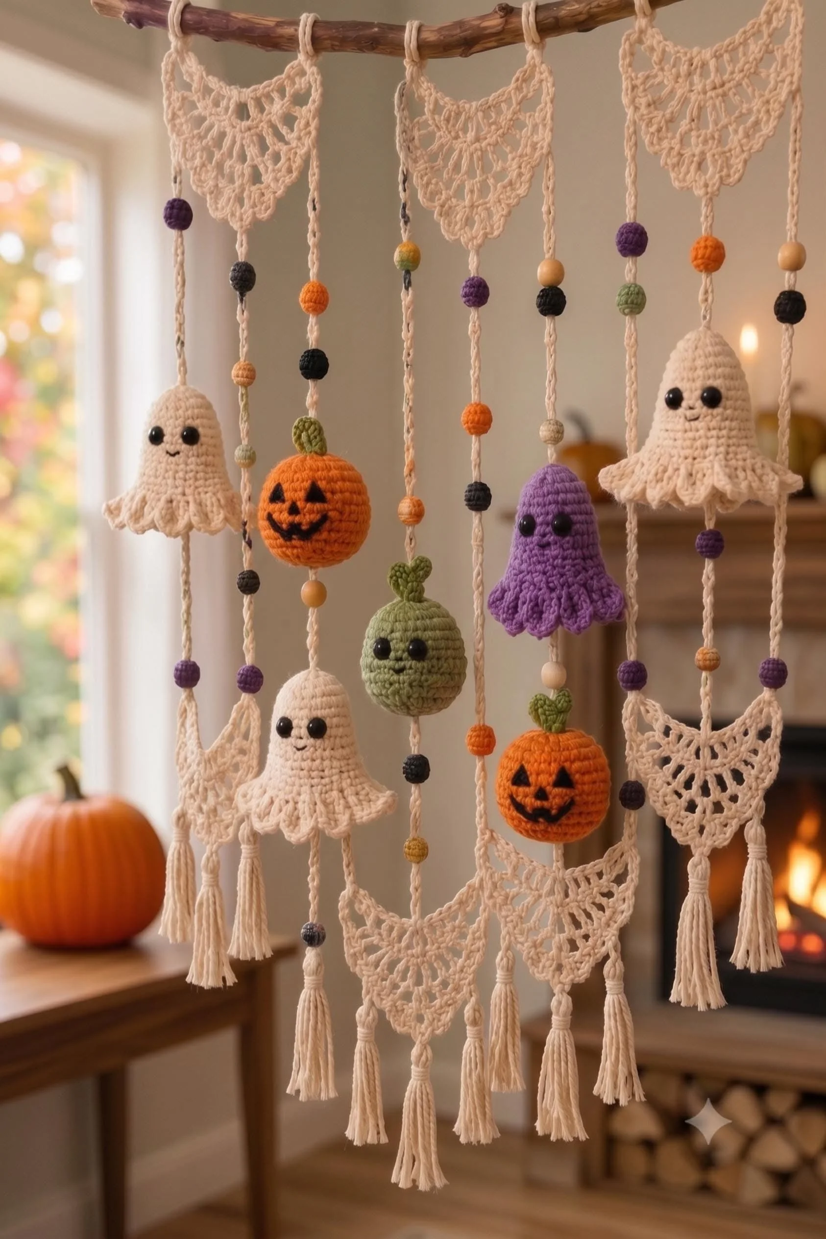 Halloween Häkeln Girlande Muster, Amigurumi Fledermäuse, Geister, Kürbisse (PDF)