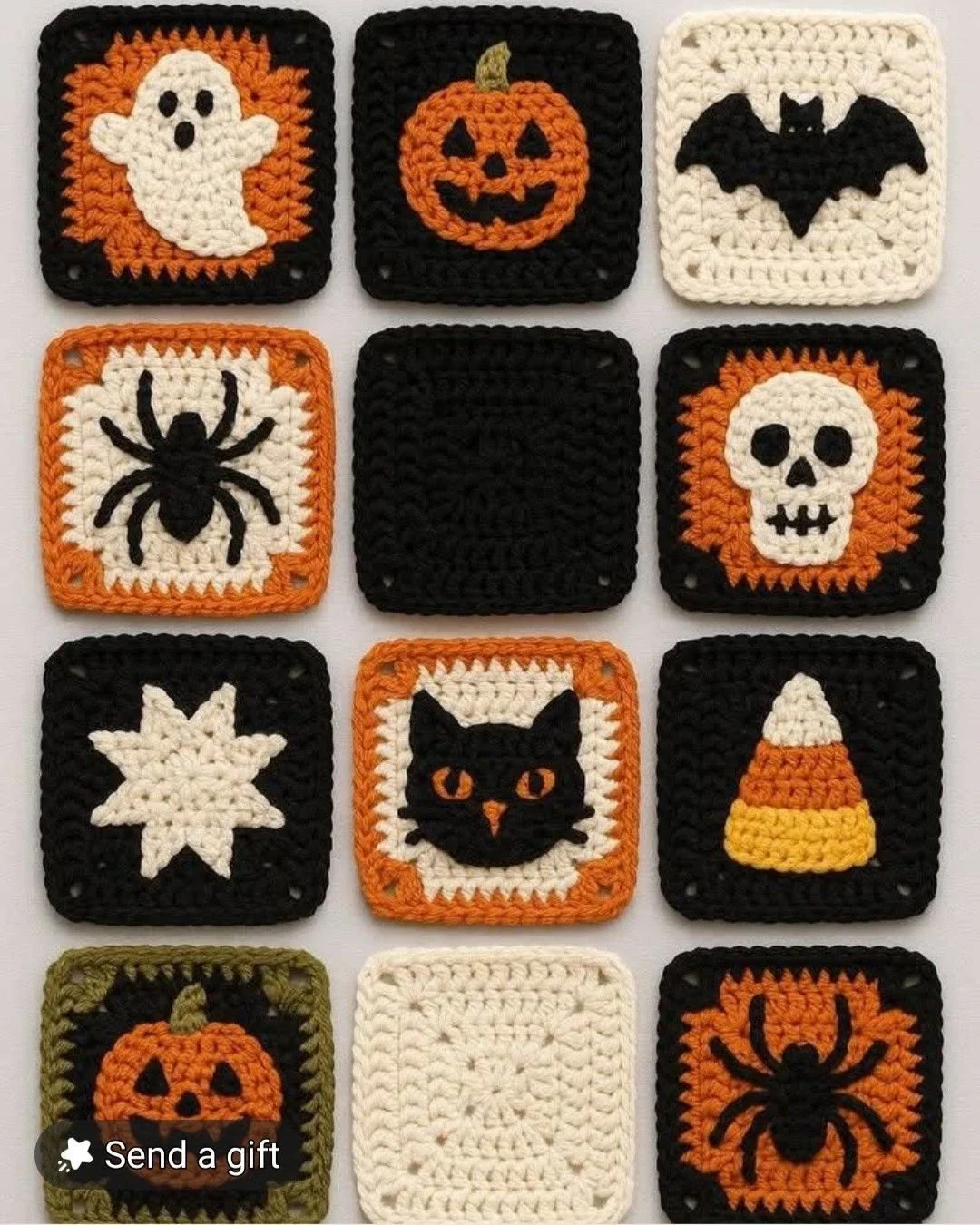 Halloween-Quadrate kostenloses Muster | Häkel-Halloween-Quadrat-Muster, Gruselige Häkelideen, Halloween-Häkelideen