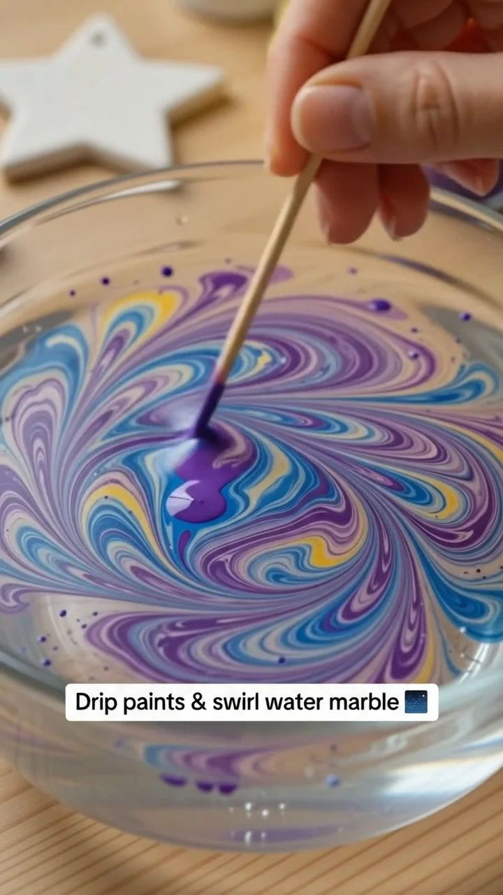 Hydro-Dipping verleiht schlichten Ornamenten eine fließende marmorierte Oberfläche mit einzigartigen Farbmuster, die jedes Stück besonders machen. Welche Version würdest du machen? #MarmorierteOrnamente #HydroDipBasteln #DIYHo...