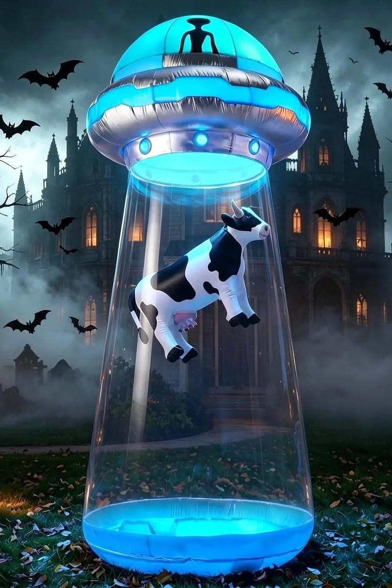 Joyfy 9 ft Halloween Inflatable UFO Alien Dekoration mit integrierten mehrfarbigen LEDs