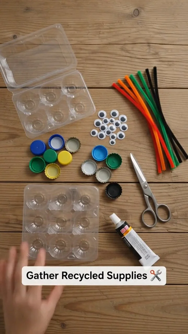 Leere Blisterverpackungen werden mit einfachen Bastelmaterialien und ein wenig Kreativität zu niedlichen kleinen Tieren für ein spaßiges Recyclingprojekt.