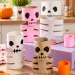 Kreatives Skelett aus Toilettenpapierrollen für DIY Deko