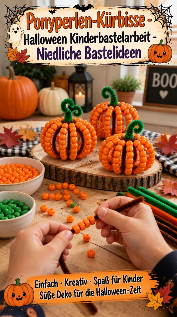 Ponyperlen-Kürbisse – Halloween Kinderbastelarbeit – Niedliche Bastelideen