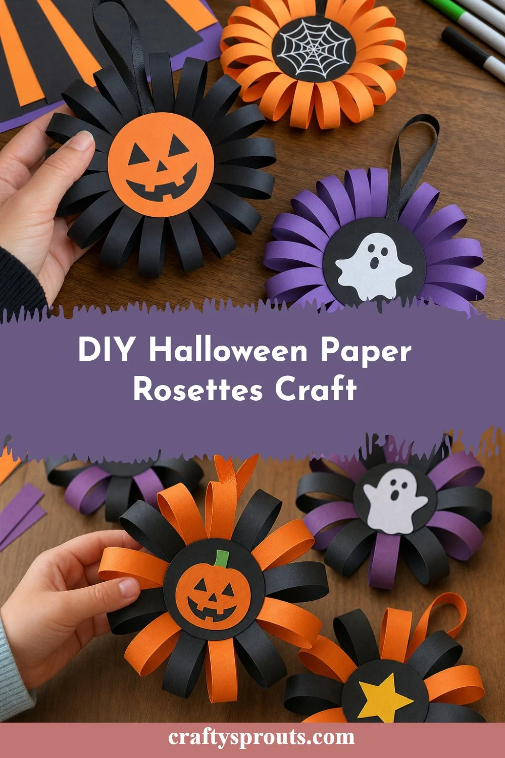 Spooky Halloween Papier-Rosetten für festlichen Spaß erstellen