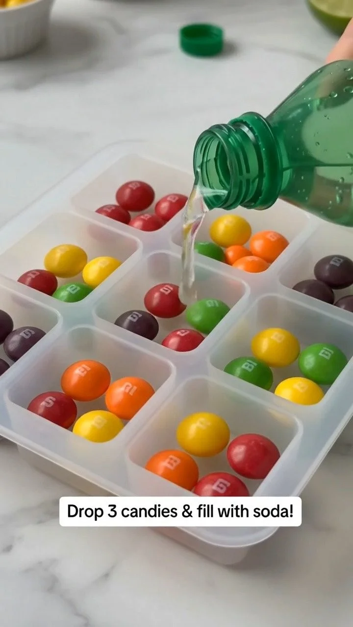 Sprite- und Skittles-Farbverlauf-Würfel erzeugen faszinierende Regenbogenreaktionen mit bunten Süßigkeitenwissenschaft ✨ Eine unterhaltsame STEM-Aktivität. Speichern Sie dieses Projekt!